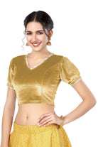 Stay On Trend: Latest Fashion Readymade Blouses for Women,V neckline  neckline adorned with fancy pearl colour ruffle lace,balloon sleeves with ruffle hem. 32028 