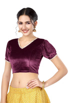 Stay On Trend: Latest Fashion Readymade Blouses for Women,V neckline  neckline adorned with fancy pearl colour ruffle lace,balloon sleeves with ruffle hem. 32028 