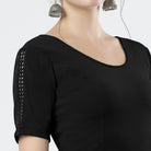 Stay On Trend: Latest Fashion Readymade Blouses for Women,round neckline ,adorned with hand dyed crochet lace on sleeves.32008 