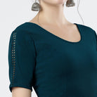 Stay On Trend: Latest Fashion Readymade Blouses for Women,round neckline ,adorned with hand dyed crochet lace on sleeves.32008 