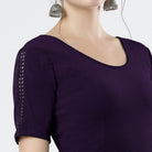 Stay On Trend: Latest Fashion Readymade Blouses for Women,round neckline ,adorned with hand dyed crochet lace on sleeves.32008 