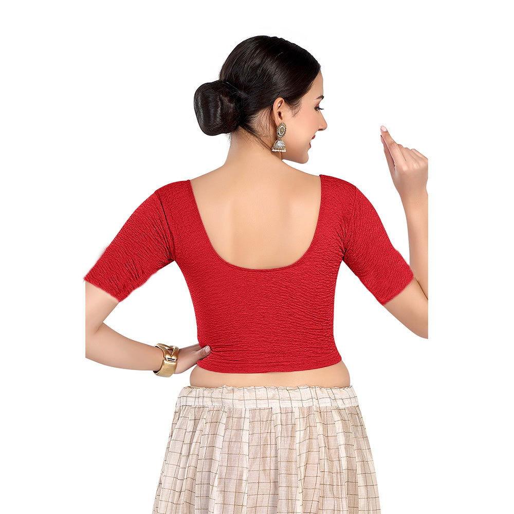 Stay On Trend: Latest Fashion Readymade Blouses for Women,round neckline,elbow  sleeves.6960 