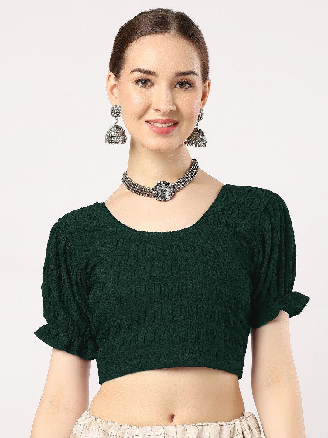 Stay On Trend: Latest Fashion Readymade Blouses for Women,round neckline,fabric balloon sleeves .18001 