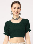 Stay On Trend: Latest Fashion Readymade Blouses for Women,round neckline,fabric balloon sleeves .18001 