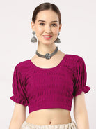 Stay On Trend: Latest Fashion Readymade Blouses for Women,round neckline,fabric balloon sleeves .18001 