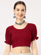 Stay On Trend: Latest Fashion Readymade Blouses for Women,round neckline,fabric balloon sleeves .18001 
