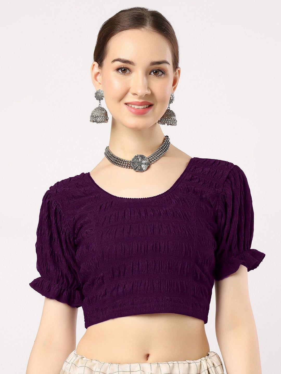 Stay On Trend: Latest Fashion Readymade Blouses for Women,round neckline,fabric balloon sleeves .18001 