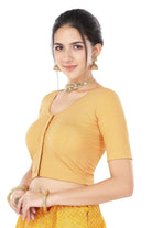 Stay On Trend: Latest Fashion Readymade Blouses for Women,round neckline,front hook closure & elbow  sleeves.11020 