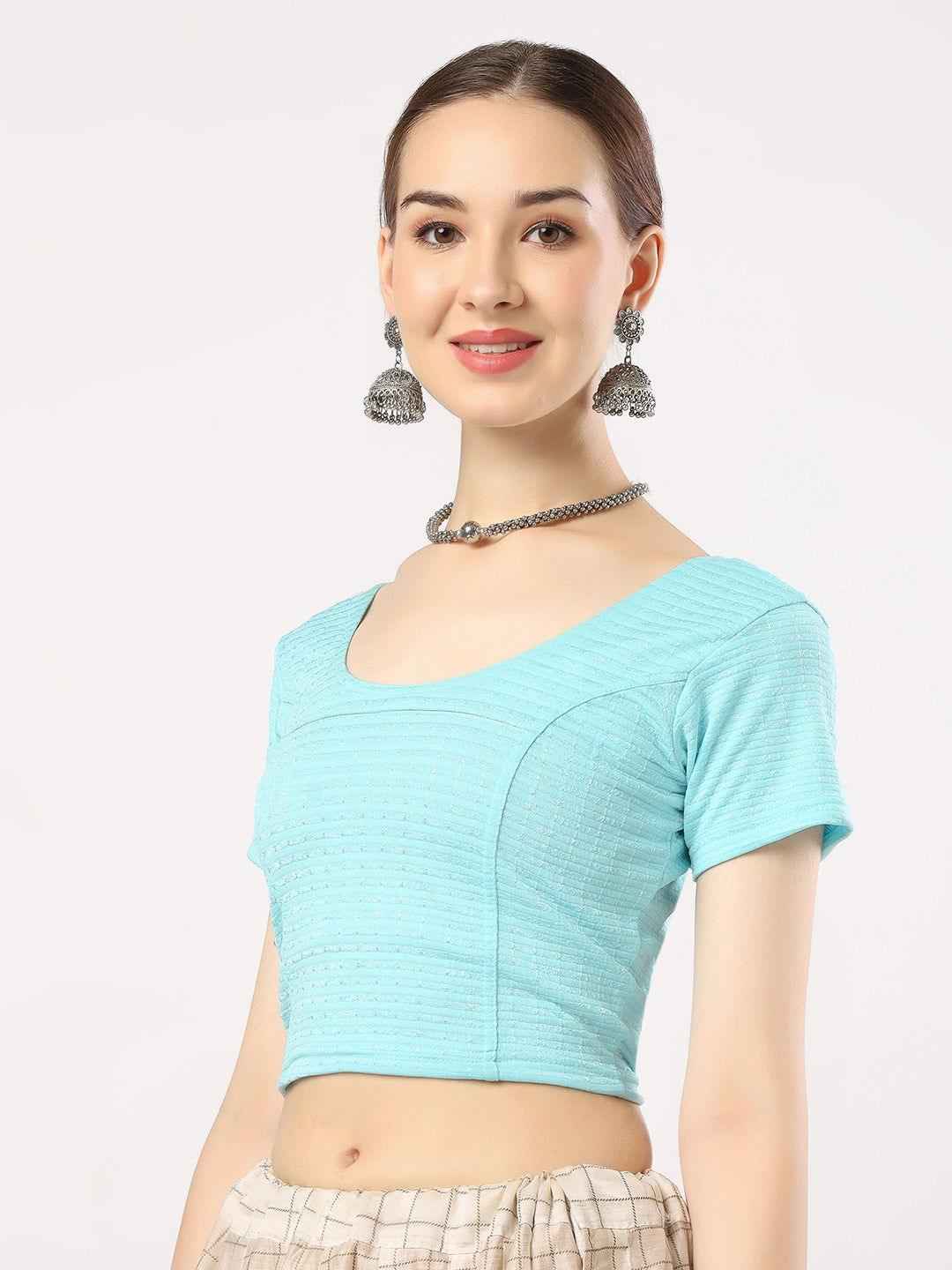 Stay On Trend with Finestfit Readymade Cap Sleeves Blouse for Women, Round Neckline 1502