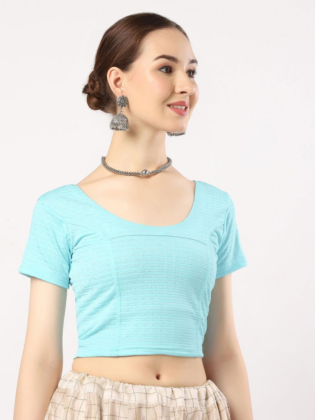 Stay On Trend: Latest Fashion Readymade Blouses for Women,round neckline with cap sleeves.1502 