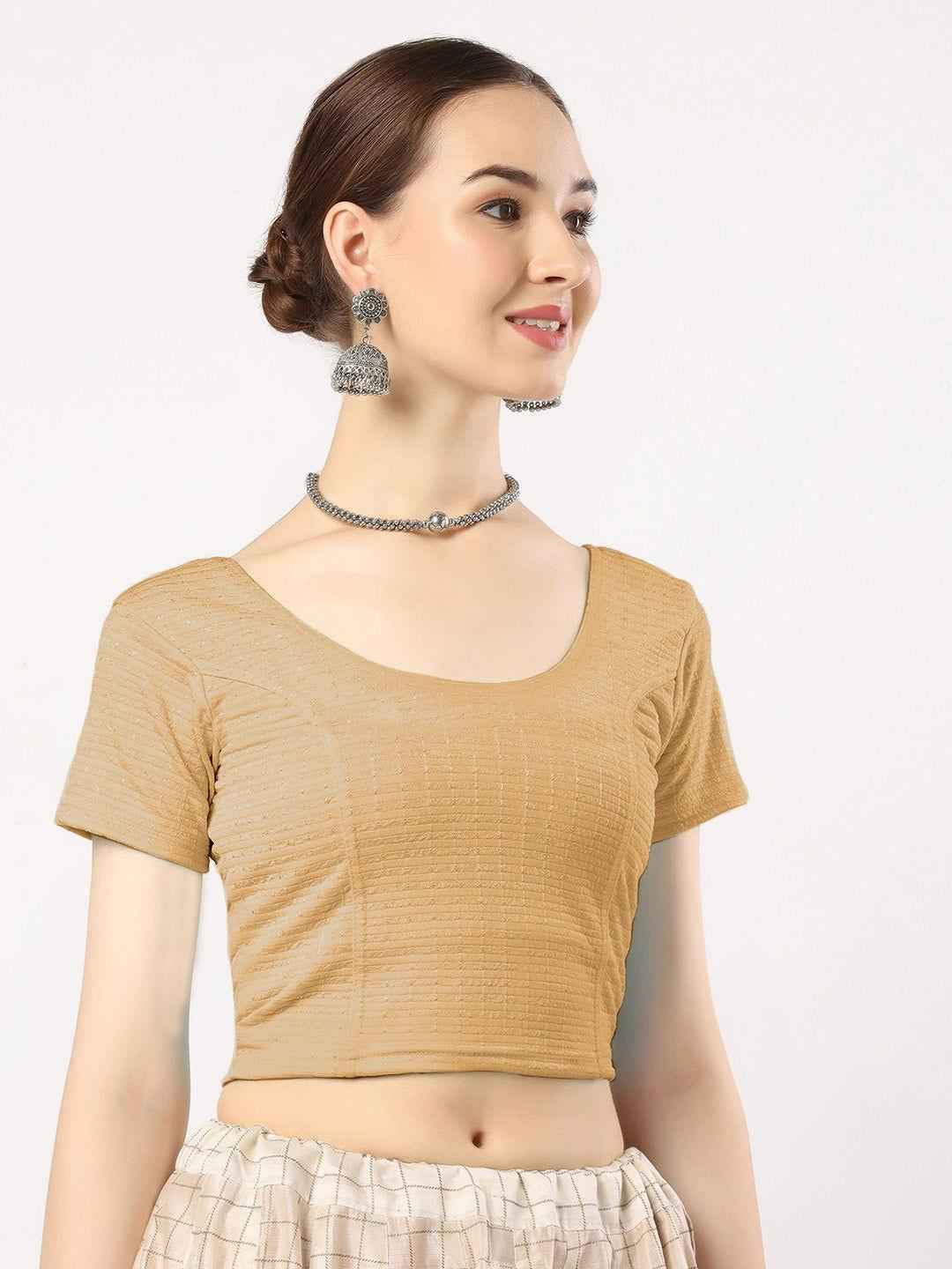 Stay On Trend with Finestfit Readymade Cap Sleeves Blouse for Women, Round Neckline 1502