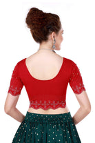 Stay On Trend: Latest Fashion Readymade Blouses for Women,round neckline with  elbow  sleeves & swavrovski embellished all over.27131 