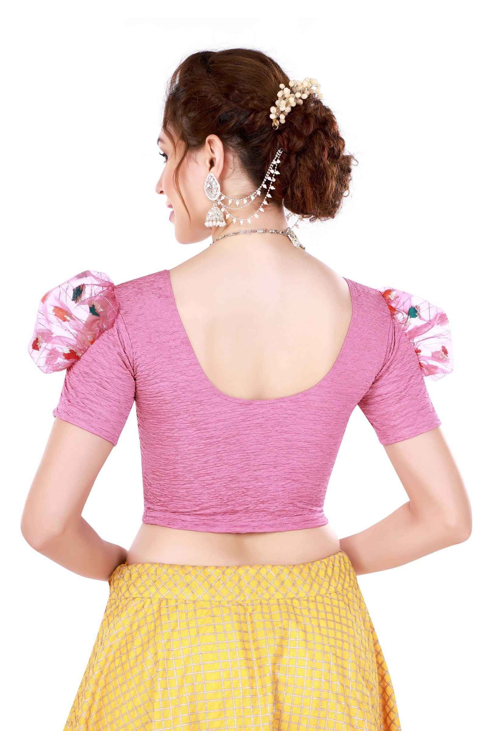 Stay On Trend: Finestfit Readymade Fancy Organza Balloon Sleeves Blouses for Women, Round Neckline, Style 6985