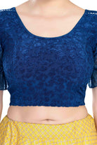 Stay On Trend: Latest Fashion Readymade Blouses for Women,round neckline with  organza balloon sleeves,adorned with uniquely designed sleeves with lace .25015 