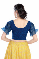 Stay On Trend: Latest Fashion Readymade Blouses for Women,round neckline with  organza balloon sleeves,adorned with uniquely designed sleeves with lace .25015 