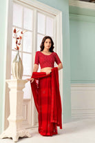 Stay On Trend: Latest Fashion Readymade Blouses for Women,round neckline,hand-made sequinned lace stitched on an organza elbow sleeves.36008
