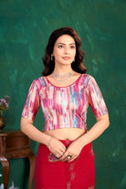 Stay On Trend: Latest Fashion Readymade Blouses for Women,round neckline ,elbow sleeves.20068