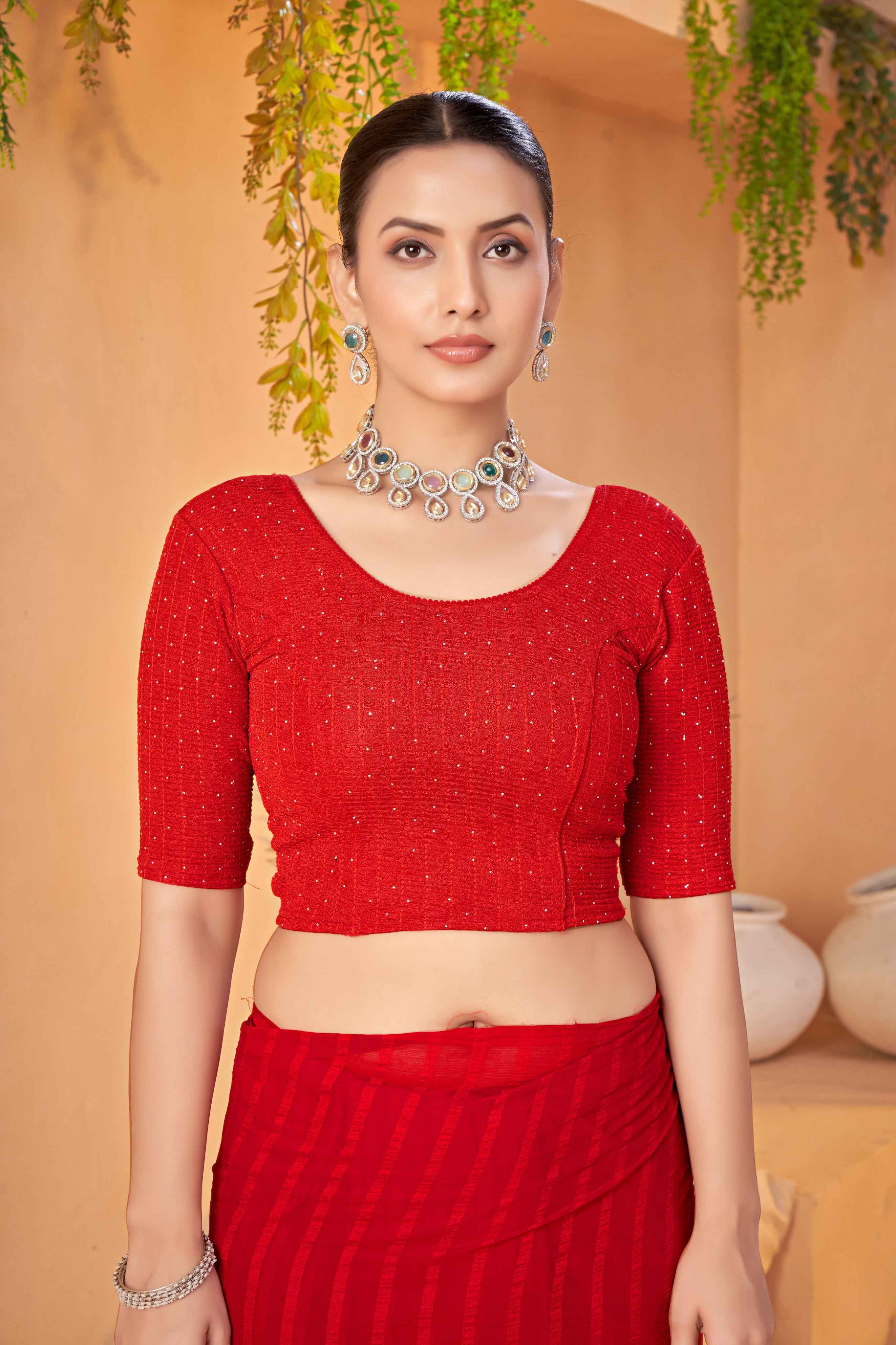 Stay On Trend with the Finestfit Readymade ,Round Neckline Elbow Sleeve Swarvosk All Over.320