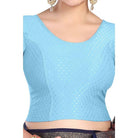 FINESTFIT Round Neck 100% Cotton Dobby Fabric Stretchable Elbow Sleeve Readymade Saree Blouse for Women.4096