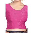 FINESTFIT Round Neck 100% Cotton Dobby Fabric Stretchable Elbow Sleeve Readymade Saree Blouse for Women.4096