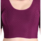 FINESTFIT Stay On Trend Latest Fashion 100% Cotton Dobby Readymade Blouses for Women,Round Neckline with Organza Balloon Sleeves.4520