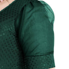 FINESTFIT Stay On Trend Latest Fashion 100% Cotton Dobby Readymade Blouses for Women,Round Neckline with Organza Balloon Sleeves.4520