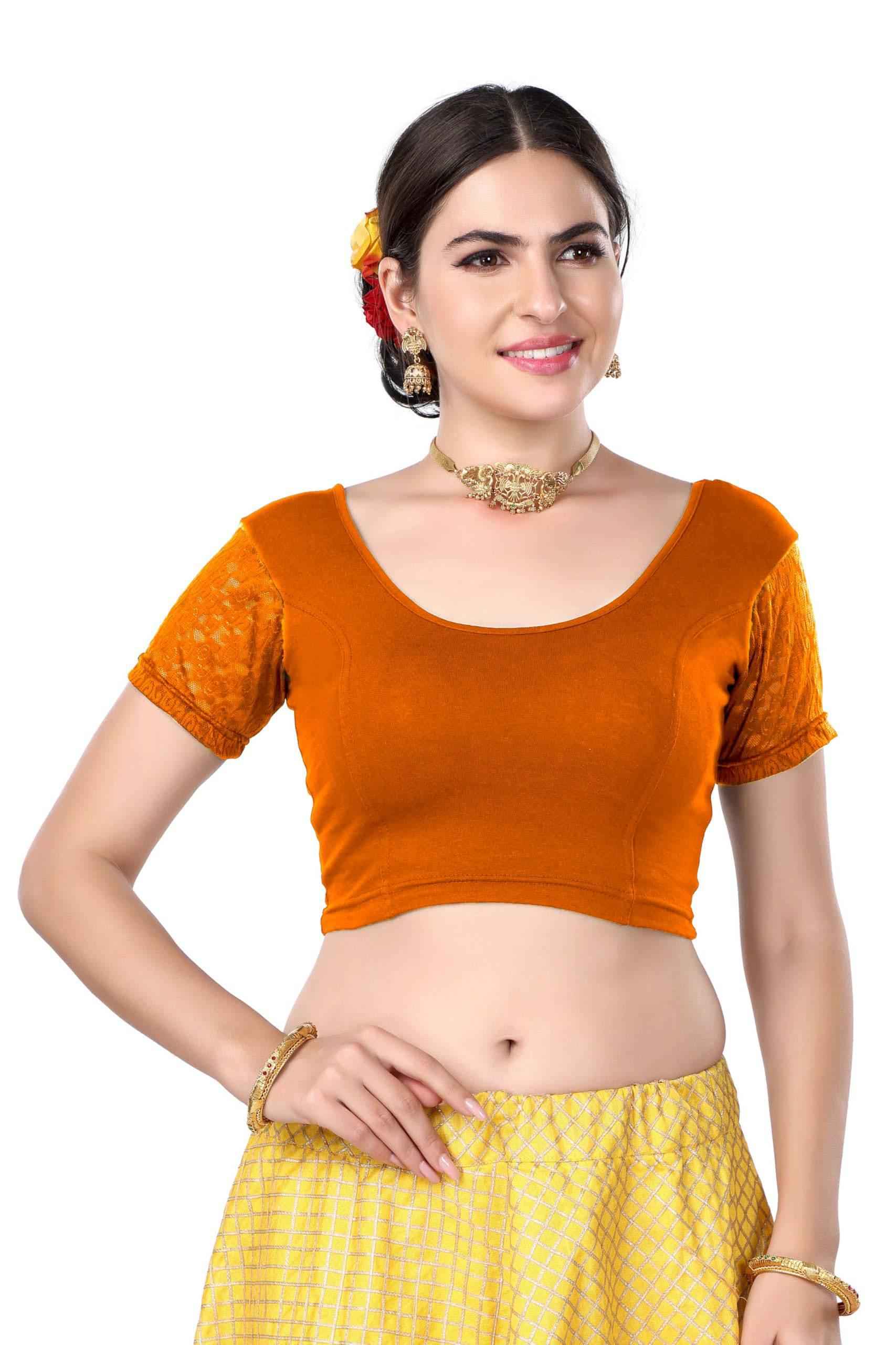 FINESTFIT Cotton Lycra Stretchable Blouse for Women - Readymade Saree Blouse 1010