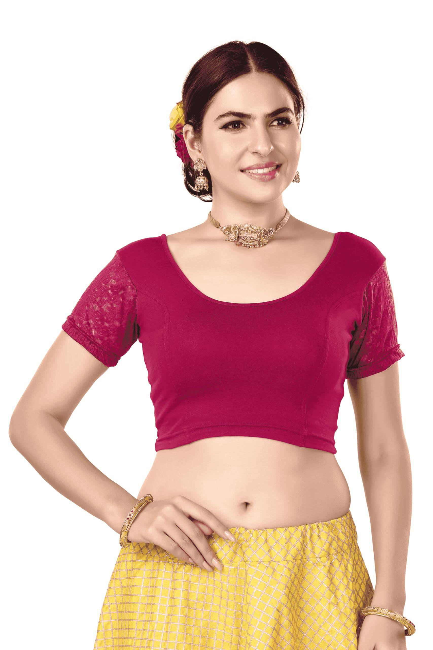 FINESTFIT Women's Cotton Lycra Stretchable Readymade Saree Blouse/Choli B-1010_New - FINESTFIT