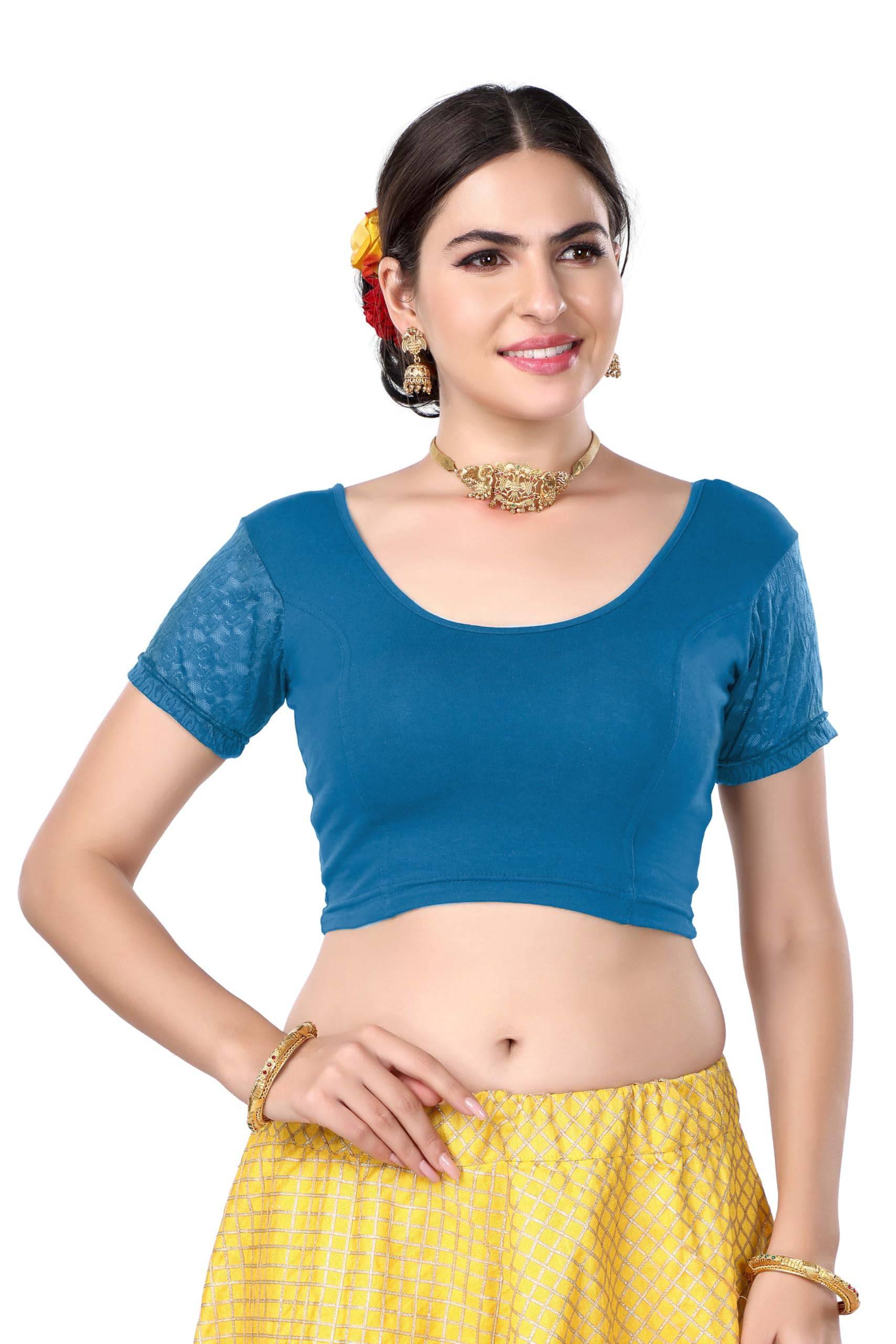 FINESTFIT Women's Cotton Lycra Stretchable Readymade Saree Blouse/Choli B-1010_New - FINESTFIT