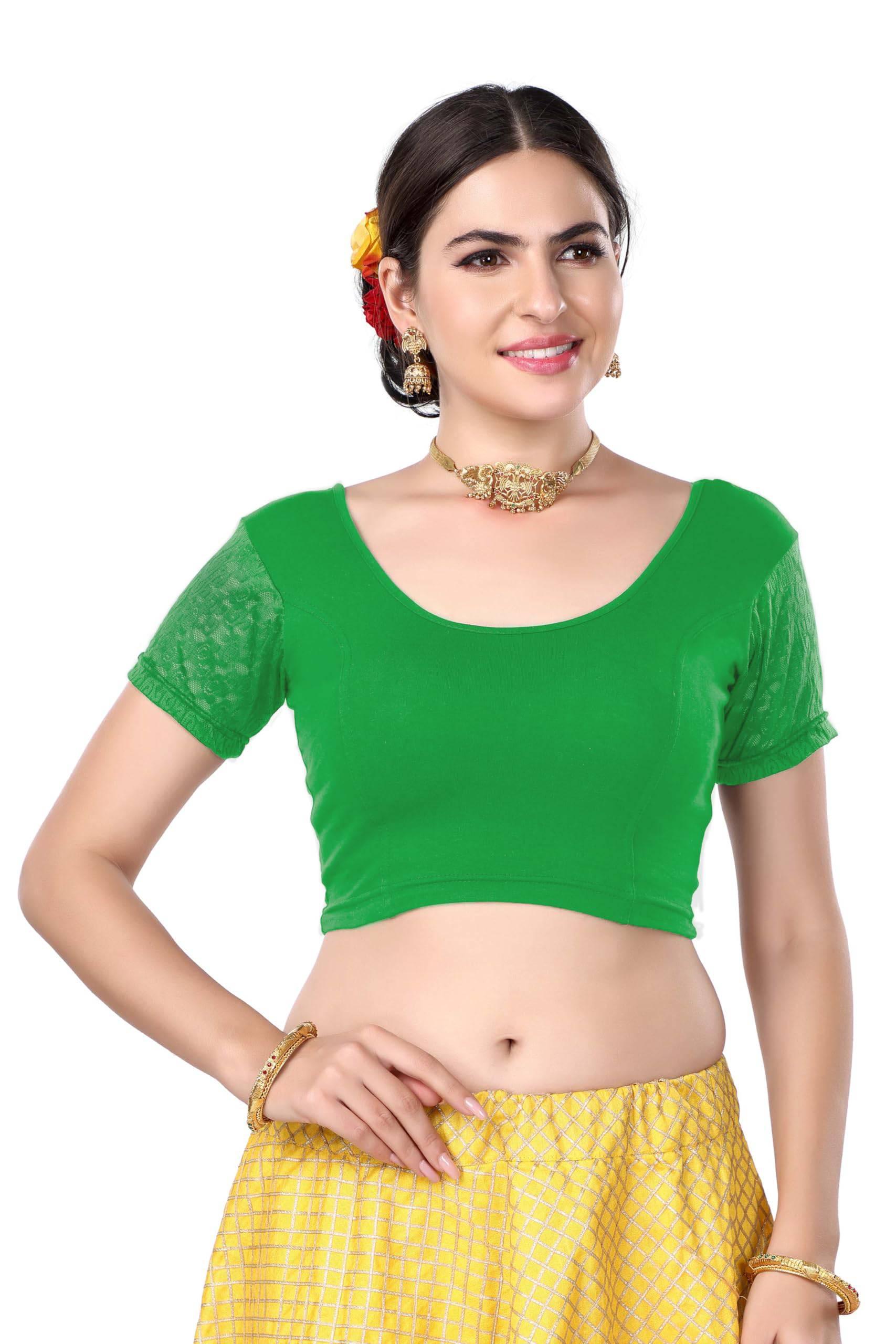 FINESTFIT Women's Cotton Lycra Stretchable Readymade Saree Blouse/Choli B-1010_New - FINESTFIT
