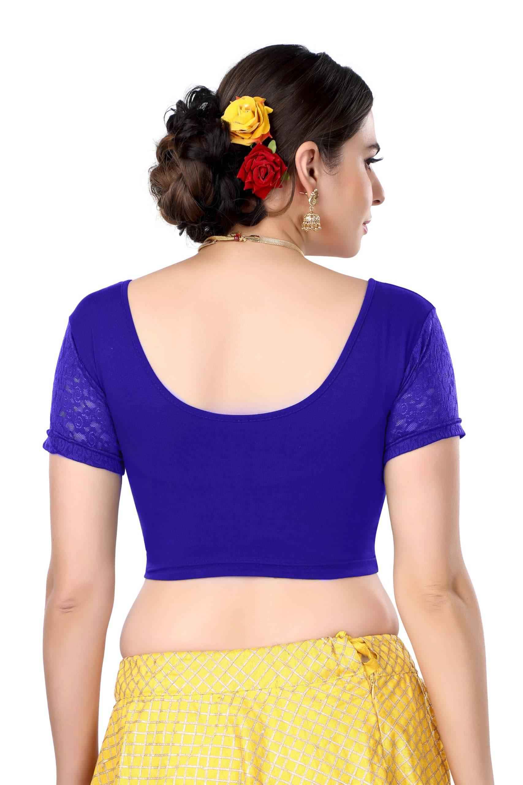 FINESTFIT Cotton Lycra Stretchable Blouse for Women - Readymade Saree Blouse 1010