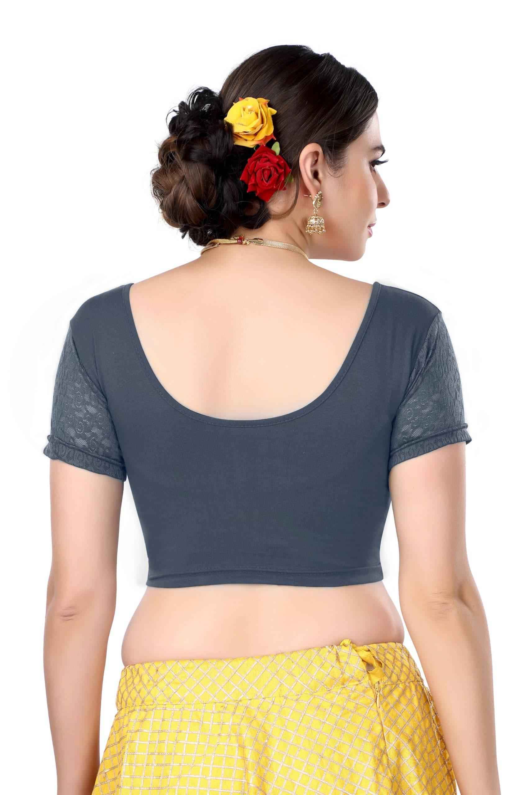 FINESTFIT Cotton Lycra Stretchable Blouse for Women - Readymade Saree Blouse 1010