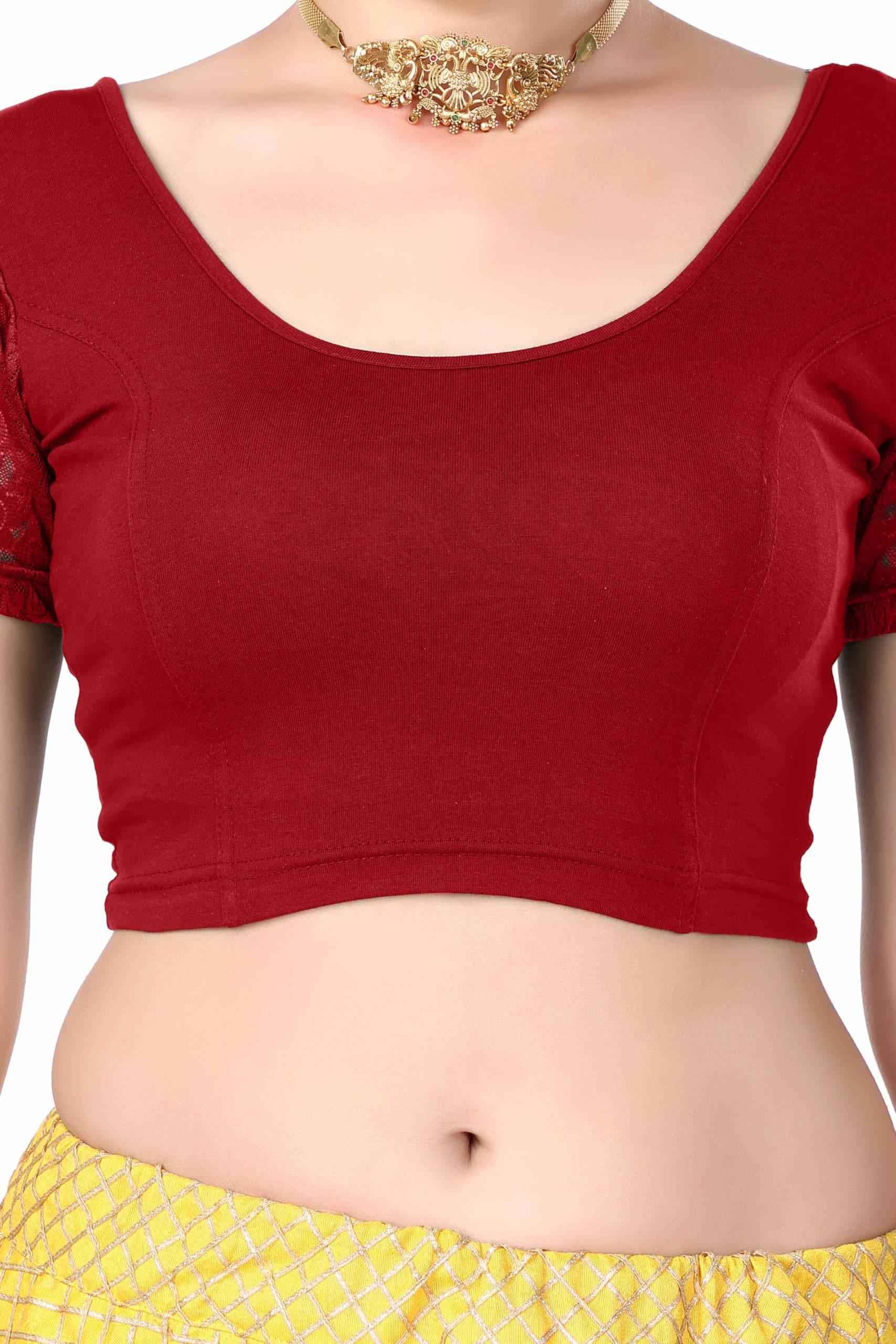 FINESTFIT Cotton Lycra Stretchable Blouse for Women - Readymade Saree Blouse 1010