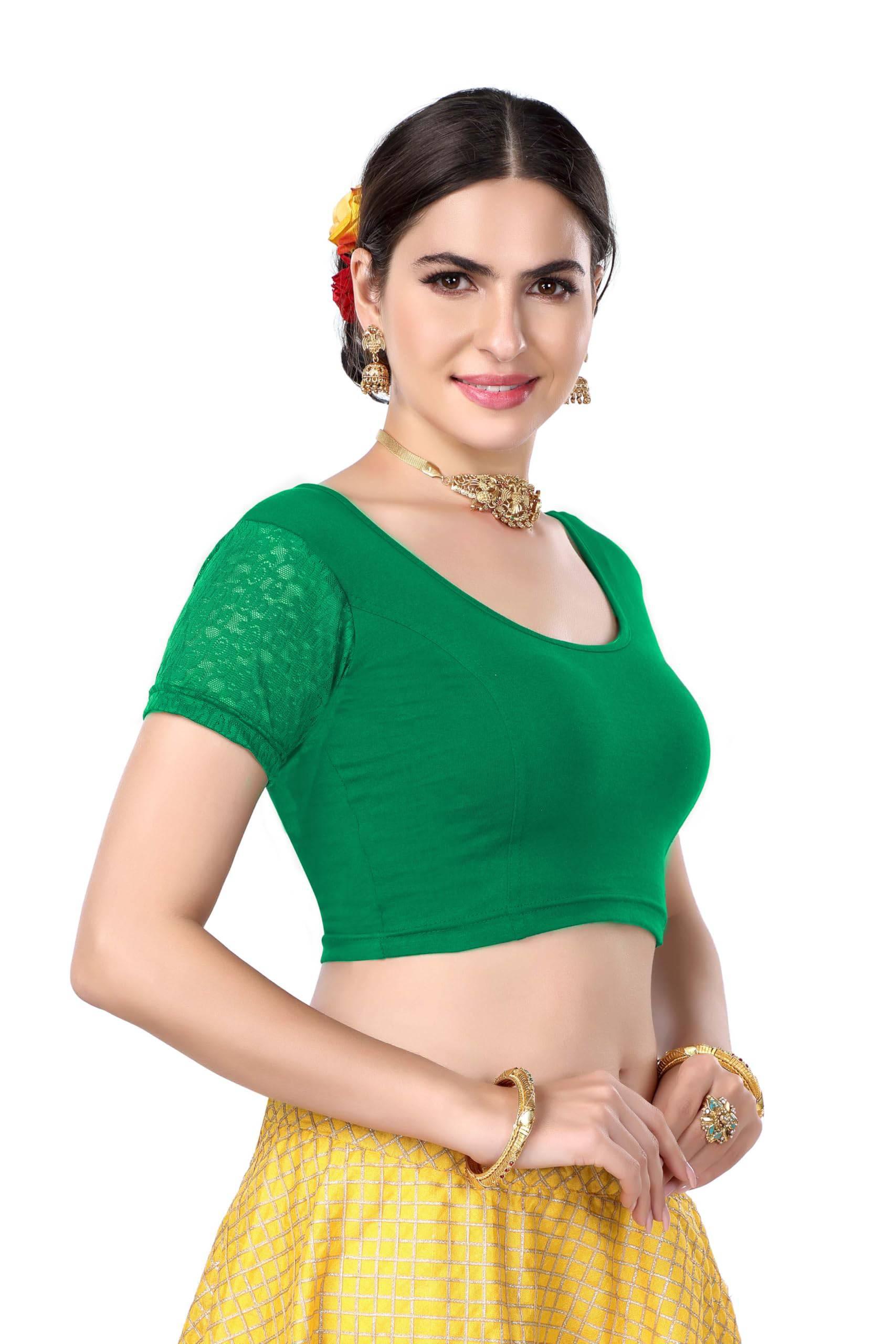 FINESTFIT Women's Cotton Lycra Stretchable Readymade Saree Blouse/Choli B-1010_New - FINESTFIT