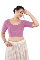 Stay On Trend Latest Fashion Readymade Blouses for Women,round neckline with elbow sleeves.7110