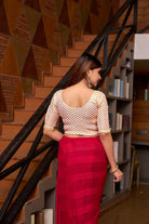 Stay On Trend: Latest Fashion Readymade Blouses for Women,round neckline ,keyhole cut-out sleeves and adorned with golden frill around .1315