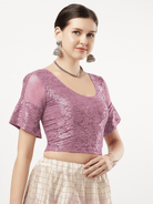 Stay On Trend: Latest Fashion Readymade Blouses for Women,round neckline,organza  sleeves and fabric .11114.