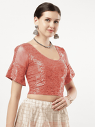 Stay On Trend: Latest Fashion Readymade Blouses for Women,round neckline,organza  sleeves and fabric .11114.