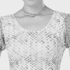Stay On Trend: Latest Fashion Readymade Multicolour printed Blouses for Women,round neckline,Digitally printed organza balloon sleeves with afbric frill for extra oomph effect.20030.