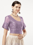 Stay On Trend: Latest Fashion Readymade Blouses for Women,round neckline,organza  sleeves and fabric .11114.